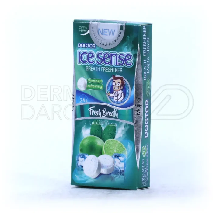 قرص آیس سنس با ویتامین C، ضدسرفه، تسکین‌دهنده گلو درد، خنک‌کننده مجاری تنفسی، مناسب سرماخوردگی