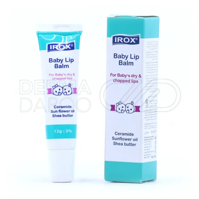 بسته بندی بالم لب کودکان ایروکس با ترکیبات گیاهی مانند روغن آفتابگردان و شی باتر برای ترمیم و نرم کردن لب