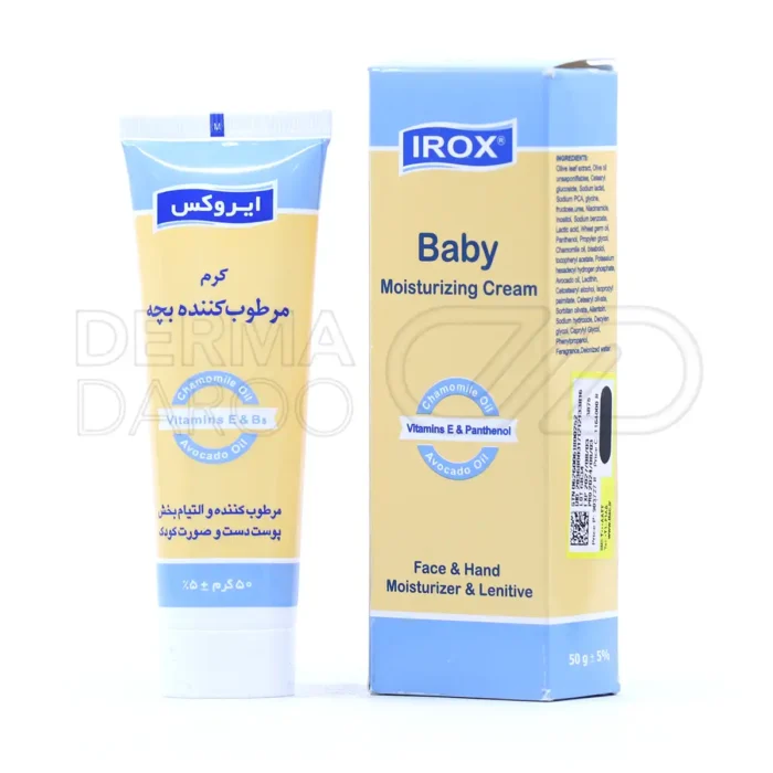 تیوب کرم مرطوب‌کننده بچه ایروکس، حاوی روغن زیتون و آووکادو، آبرسان، مناسب پوست حساس کودکان