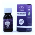روغن بادام شیرین مهدارو در بطری شفاف، مرطوب کننده پوست، تقویت کننده مو، ضد چروک و تیرگی