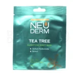 بسته‌بندی ماسک نقابی نئودرم با عصاره چای سبز، حاوی رتینول، ضدآکنه، مناسب پوست چرب، ورقه‌ای پنبه‌ای، 25 گرمی