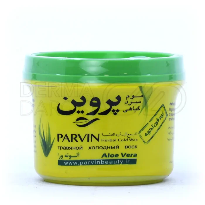 قوطی موم سرد پروین با عصاره آلوئه‌ورا، ضدالتهاب، مناسب انواع پوست، از بین‌برنده موهای زاید