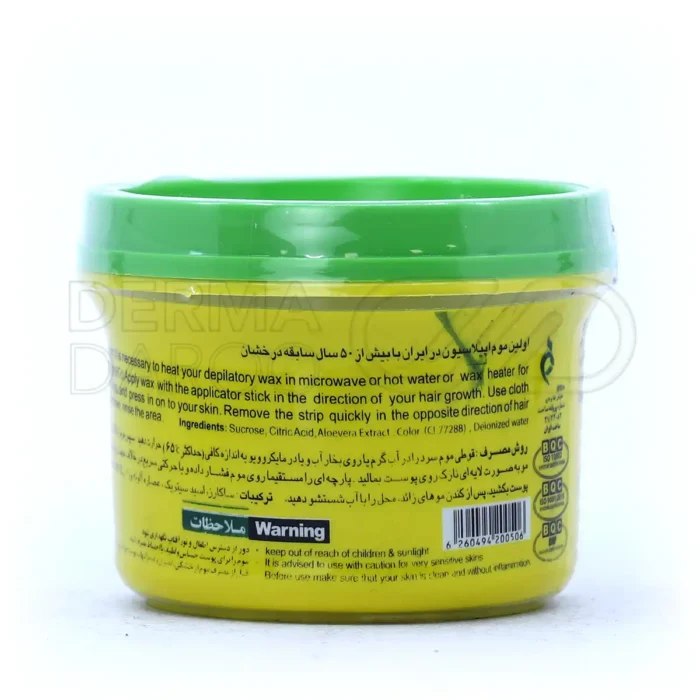 موم سرد پروین، حاوی آلوئه‌ورا و ساکاروز، تسکین‌دهنده پوست، حذف موهای زاید صورت و بدن، مناسب انواع پوست