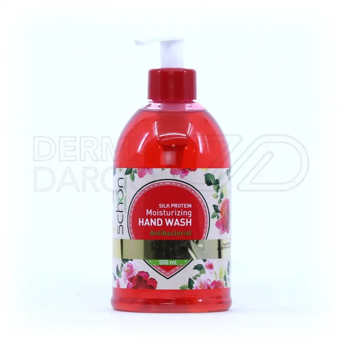 بطری مایع دستشویی شون آنتی‌باکتریال، حاوی عصاره زیتون و رزماری، آبرسان، با پروتئین ابریشم، 500 میلی‌لیتری