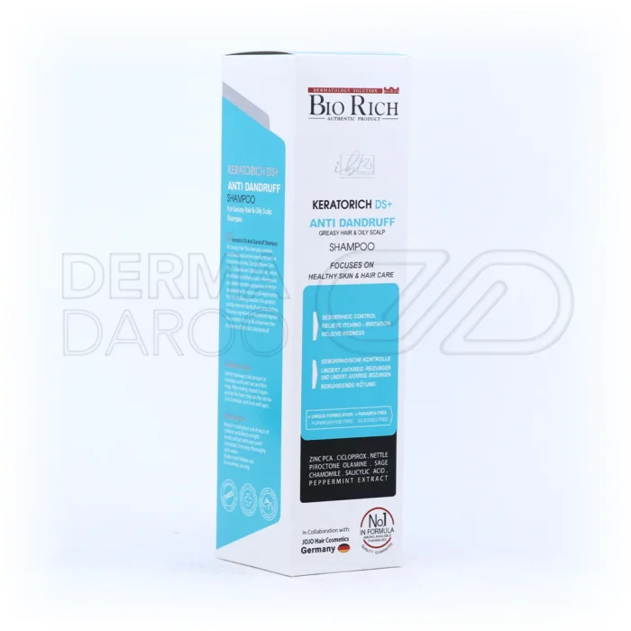 شامپو keratorich با پیروکتون اولامین، ضد شوره قوی، کنترل چربی، شاداب کننده، مناسب موی چرب