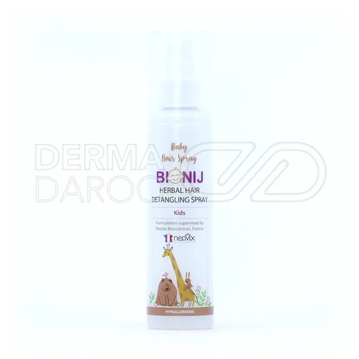 بطری اسپری نرم کننده مو کودک بیونیج، حاوی روغن آرگان و آلوئه ورا، باز کننده گره مو، نرم کننده، بدون چربی