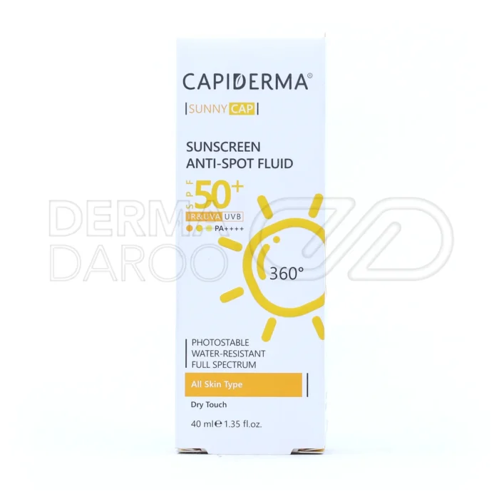 فلوئید ضد آفتاب SPF 50 با سدیم اسکوربیل فسفات، آنتی‌اکسیدان، ضد آلودگی و روشن کننده پوست