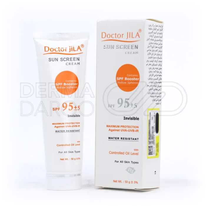 تیوب کرم ضد آفتاب SPF95 دکتر ژیلا، حاوی آلوئه ورا و ویتامین C، محافظ UVA و UVB، مرطوب کننده، ضد چروک