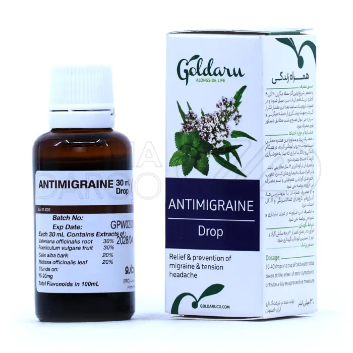 goldaru-antimigraine-drop (1) قطره آنتی میگرن گل دارو در بطری تیره، حاوی عصاره رازیانه و بید سفید، ضد میگرن و سردرد عصبی