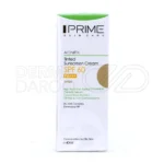 بسته بندی کرم ضد آفتاب رنگی پرایم SPF60 در تیوب شیک با سه رنگ بژ برنز و روشن، بافت ابریشمی فاقد چربی و محافظت طولانی از پوست