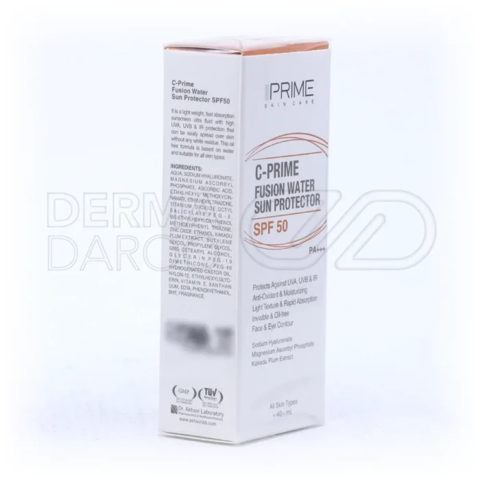 ضد آفتاب فیوژن واتر پرایم با سدیم هیالورونات و زینک اکساید برای آبرسانی و محافظت پوست از اشعه UV