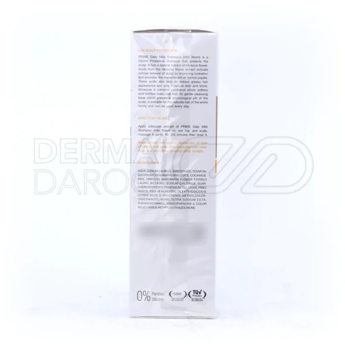 شامپو ملایم روزانه پریم با عصاره گل چای ترش برای پاکسازی پوست سر حساس و افزایش رشد و ضخامت مو