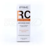 تیوب کرم ترمیم کننده مو RC پرایم با بسته بندی شیک سفید، حاوی شی باتر میکروکپسوله و کراتین، مناسب موهای خشک و آسیب دیده