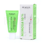 تیوب کرم میموزا 10 درصد سی گل با بسته بندی سفید و طلایی، حاوی عصاره میموزا و آلانتوئین برای ترمیم پوست آسیب دیده