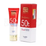بسته بندی ژل کرم ضد آفتاب ساین اسکین SynShield SPF50 با طراحی شیک، فاقد چربی، مناسب پوست چرب و مستعد آکنه