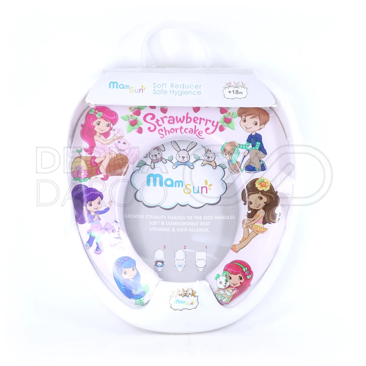 رابط توالت فرنگی مام سان برای کودکان، نشیمنگاه اسفنجی نرم، دسته نگهدارنده، ضد حساسیت، طرح های متنوع، مناسب بالای 18 ماه