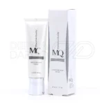 بسته بندی کرم ضد لک ام کیو در تیوب سفید با طراحی ساده، حاوی هیدروکینون برای روشن کردن سریع پوست و درمان لک های مقاوم