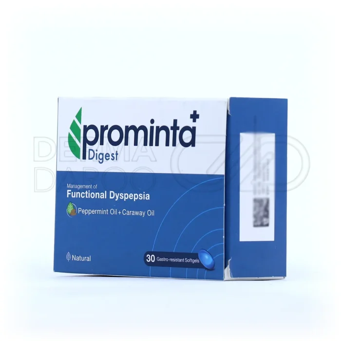 کپسول پرومینتا پلاس دایجست، کاهش احساس پر بودن معده، ضد دل درد، حاوی نعنا فلفلی و زیره، مناسب گوارش حساس