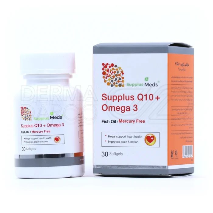supplus-meds-supplus-q10-plus-omega3 (1) بطری سافت ژل ساپلاس کیوتن پلاس امگا3 ساپلاس مدز، حاوی 300mg EPA و DHA، تقویت قلب و عروق، بهبود سلامت مغز