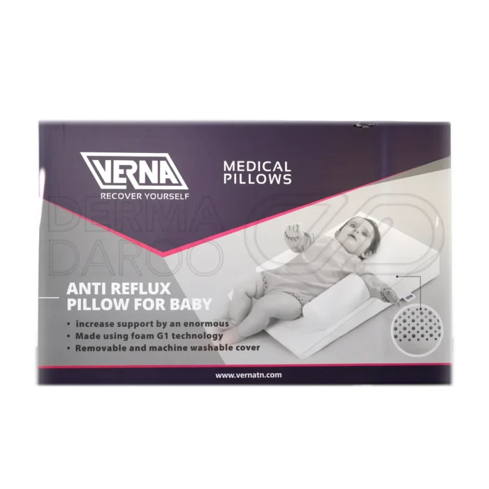 بالش ضد رفلاکس ورنا برای نوزاد، فوم پلی اورتان، رویه پنبه ضد حساسیت، شیب 30 درجه، با بالشتک محافظ