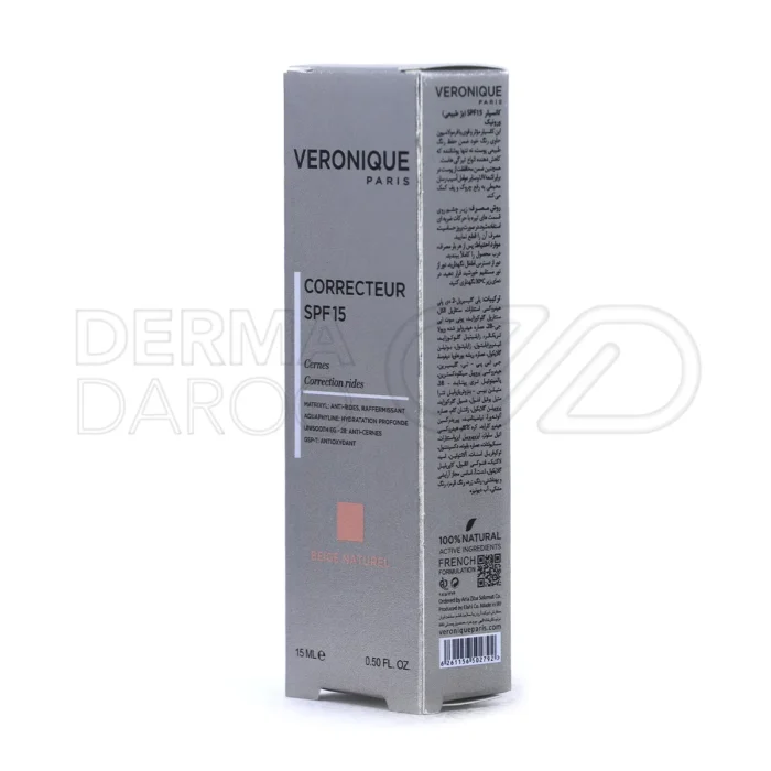 محصول کانسیلر ورونیک SPF15 در رنگ رز بژ برای پوشاندن لک، شادابی پوست و محافظت در برابر آفتاب با بافت سبک