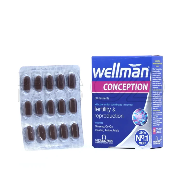 vitabiotics-wellman-conception (1) بسته قرص ول من کانسپشن ویتابیوتیکس، حاوی عصاره ماکا و جینسینگ، تقویت سیستم ایمنی، بهبود قوای جنسی مردان