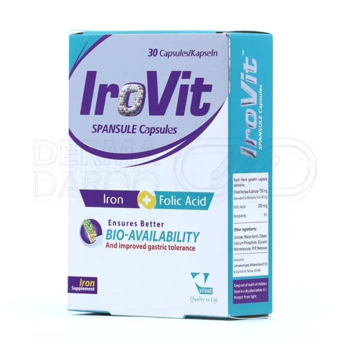 کپسول آیروویت، حاوی آهن و اسید فولیک، پیشگیری از کم خونی، تقویت سلامت عمومی، کاهش عوارض گوارشی