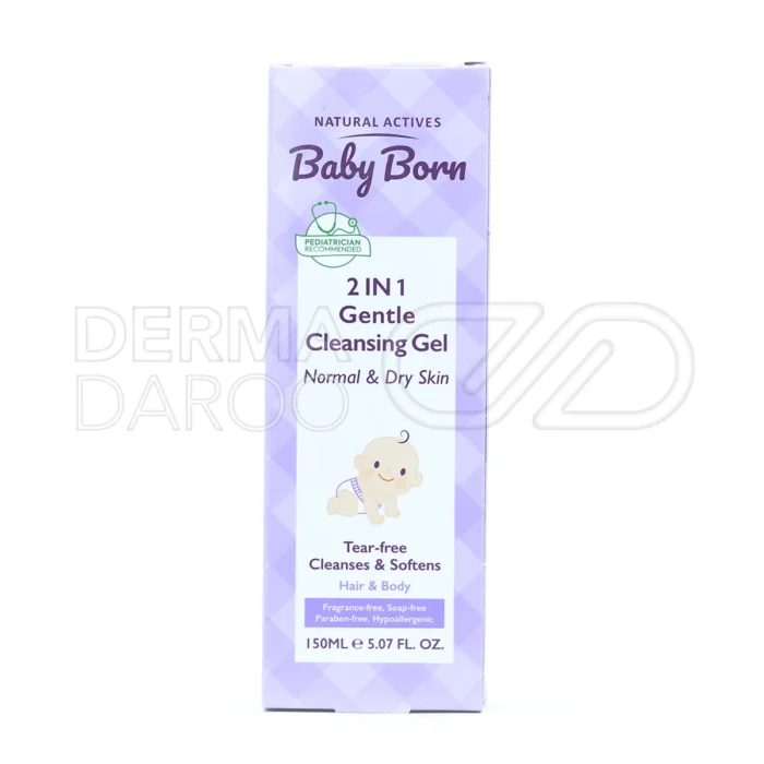 ژل شستشوی کودک بیبی برن با عصاره بابونه و آلوئه ورا برای پاکسازی ملایم پوست و موی حساس کودکان بدون سوزش چشم