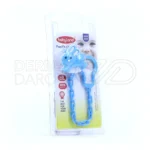 بسته بندی بند نگهدارنده پستانک بیبی لند کد 516 در جعبه رنگارنگ با کلیپس و حلقه ایمن، طرح کودکانه و مواد با کیفیت