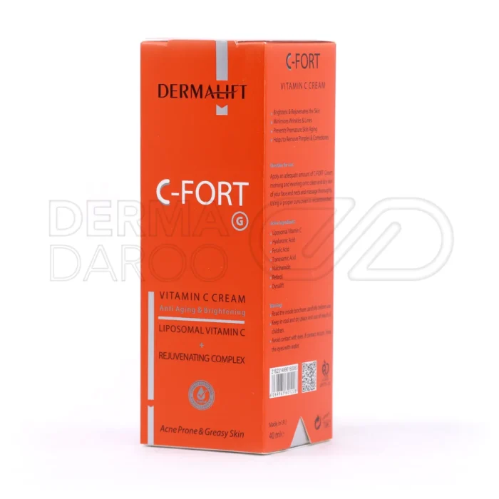 کرم سی فورت درمالیفت با سدیم هیالورونات و گلیسرین برای رطوبت رسانی عمیق، مناسب زیرسازی آرایش پوست چرب