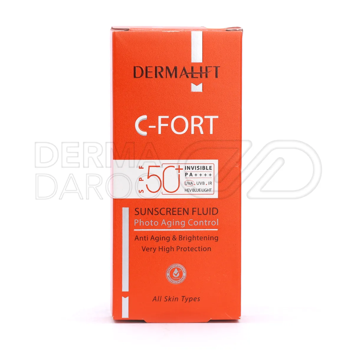 فلوئید ضدآفتاب درمالیفت با SPF50، غنی از ویتامین سی و دکسپنتنول برای بازسازی پوست و حفاظت کامل در برابر آفتاب