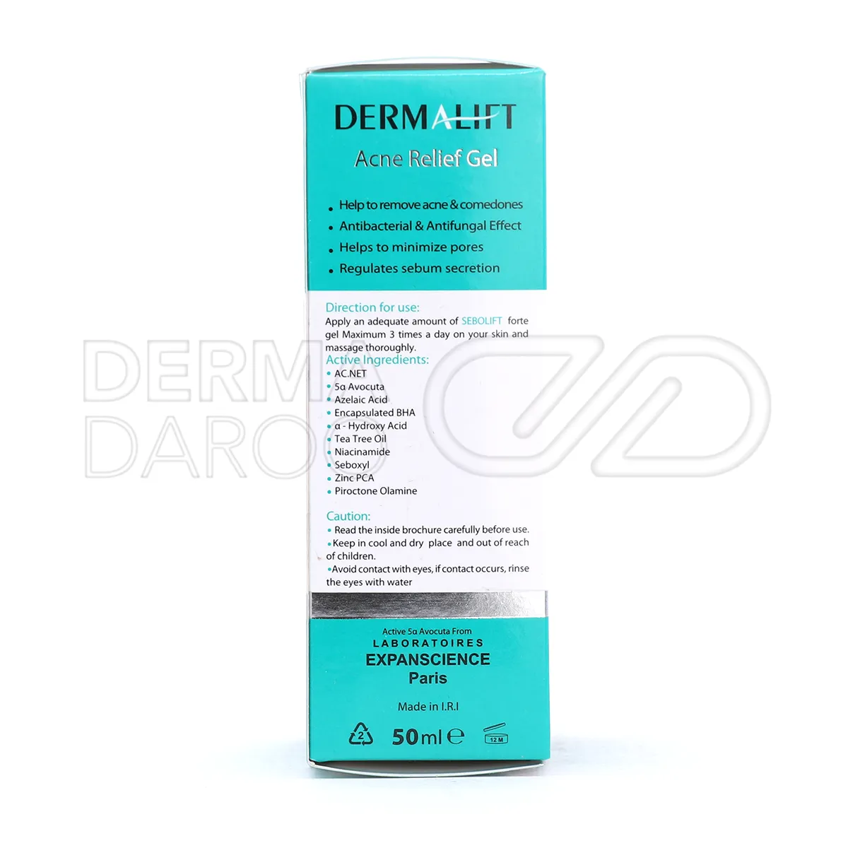 ژل ضد جوش درمالیفت سبولیفت فورت حاوی آلفا هیدروکسی اسید و اسید اولئونیک برای پاکسازی منافذ جلوگیری از انسداد و بازگشت پوست به نرمی طبیعی