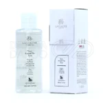 بطری شیک تونر دور چشم لاویاچه با طراحی شفاف و درب نقره ای، حاوی ترکیبات طبیعی برای پاکسازی آرایش و لطافت پوست دور چشم