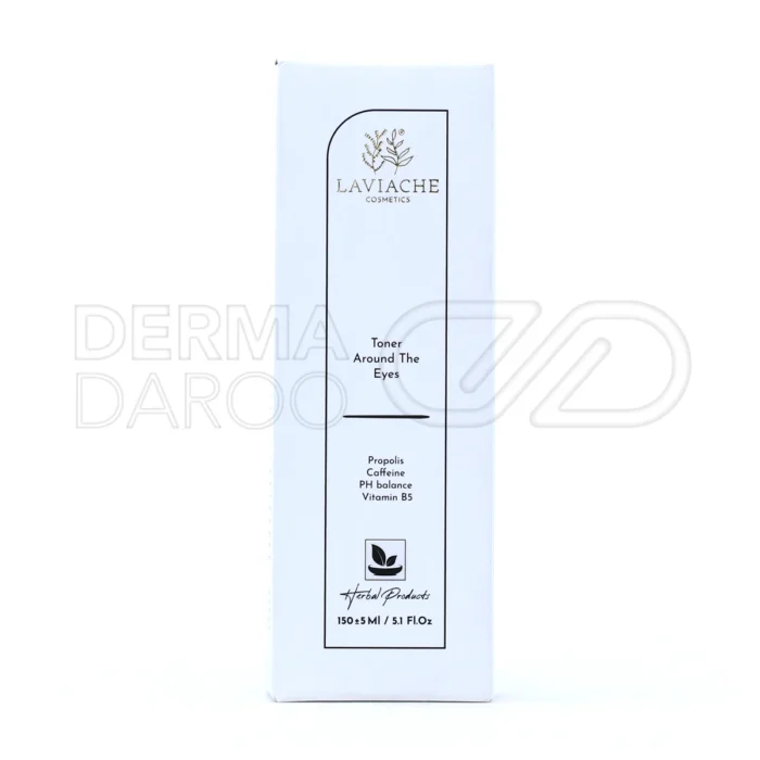 تونر دور چشم لاویاچه فاقد الکل و پارابن، با عصاره آلوئه ورا و بابونه برای تنظیم pH پوست و کاهش التهاب