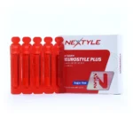 بسته بندی ویال نورواستایل پلاس نکستایل در جعبه سفید با طرح های آبی، حاوی ویال های مایع بدون قند با طعم آلبالو برای سلامت عصبی