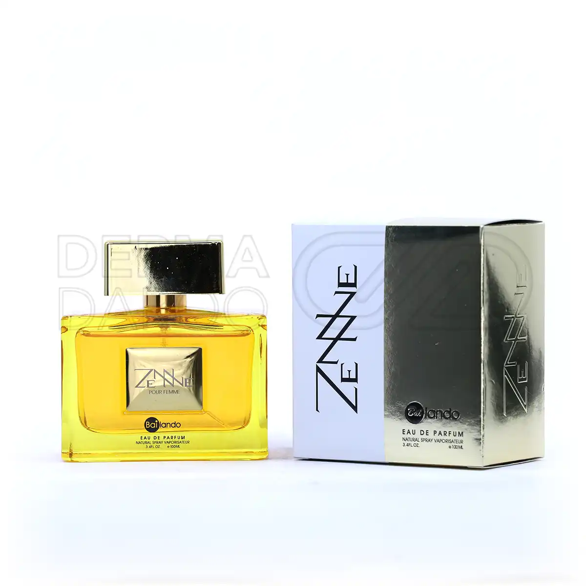 بطری شیک ادو پرفیوم زنانه زن بایلندو با طراحی شیشه ای شفاف و جعبه مینیمال، مناسب هدیه برای بانوان