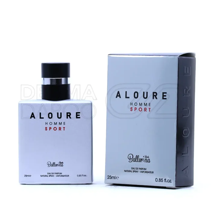 بطری لوکس ادو پرفیوم آقایان آلور بالرینا با طراحی شیک و رایحه شیرین و خنک در بسته بندی جذاب برای فصول مختلف