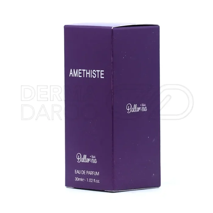 عطر زنانه آمتیست با نت میانی فلفل و گل صدتومانی، رایحه شیرین وانیل و مشک، ایده آل برای تمام فصول