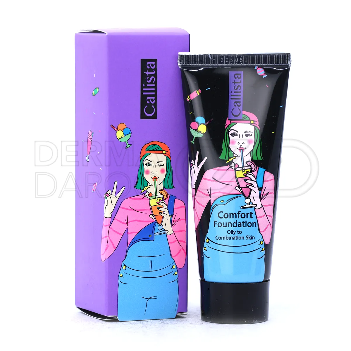 بسته بندی تیوپی کرم پودر Comfort کالیستا با طراحی شیک و بافت سبک، مناسب پوست چرب تا مختلط با پوشش طبیعی و بدون سنگینی