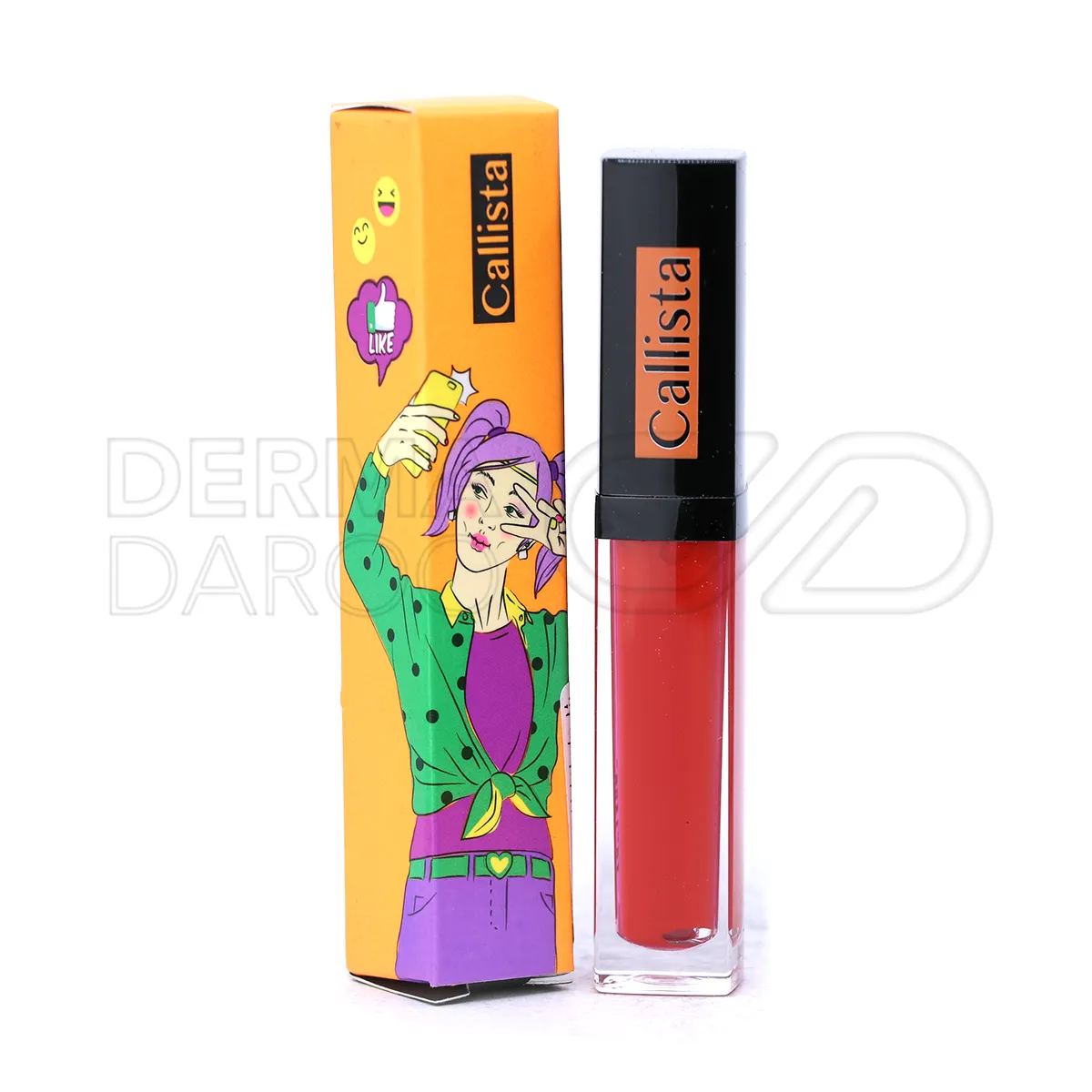 بسته بندی شیک رژ لب مایع Stain Matt کالیستا با طراحی مات و اپلیکاتور دقیق، حاوی ویتامین E برای لب‌های نرم و جذاب