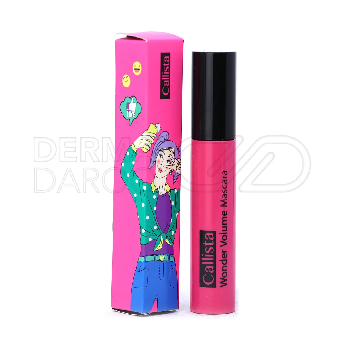 بسته بندی شیک ریمل واندر ولوم کالیستا 15 میلی لیتری در تیوب مشکی با طراحی مدرن، برس نرم برای حجم دهی مژه‌های کم حجم بدون چسبندگی