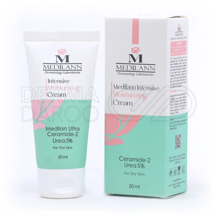 medilann-intensive-moisturizing-cream-dry-skin (1) بسته بندی کرم مرطوب کننده مدیلن ۵۰ میلی لیتر حاوی اوره ۵ درصد مناسب پوست خشک و خیلی خشک با خاصیت حفظ رطوبت طولانی