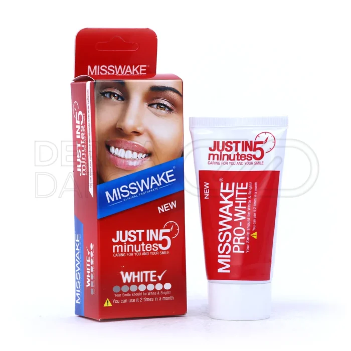 misswake-whitening-just-in-5-minutes-toothpaste (1) تیوب خمیر دندان سفید کننده ۵ دقیقه ای میسویک جاست این ۵ مینوت حاوی پاپائین و آلانتوئین برای سفید کردن فوری دندان