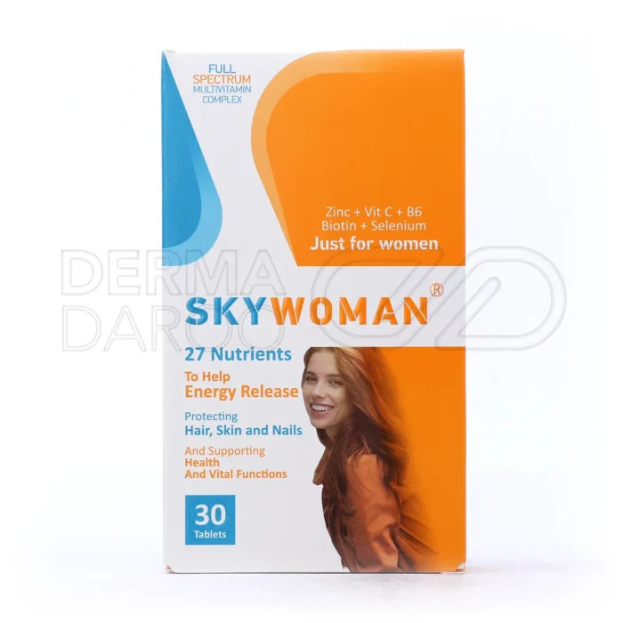 vitsky-sky-woman-tablets (1) بسته بندی قرص اسکای وومن ویت اسکای ۳۰ عدد مولتی ویتامین معدنی بانوان حاوی روغن گل مغربی و مواد گیاهی برای تعادل هورمونی