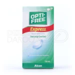 بطری 120 میل محلول ضدعفونی کننده لنز اپتی فری اکسپرس آلکن با جالنزی رایگان مناسب لنزهای نرم و هیدروژل سیلیکونی