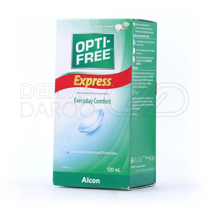 محلول تمیزکننده لنز اپتی فری اکسپرس مناسب استفاده طولانی مدت و نگهداری استریل لنز تا ۳۰ روز بدون آلودگی میکروبی