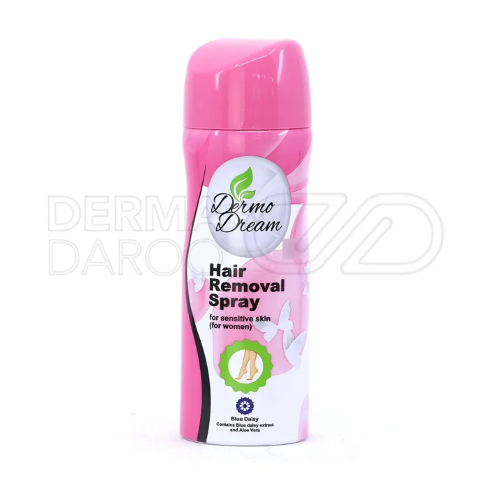 اسپری موبر بدن بانوان درمودریم با عصاره آلوئه ورا و بلودیزی برای رفع سریع موهای زائد و حفظ نرمی پوست