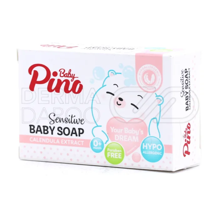 صابون ضد حساسیت پینو بیبی با ویتامین E و بدون پارابن مناسب پوست مستعد اگزما و خارش کودکان