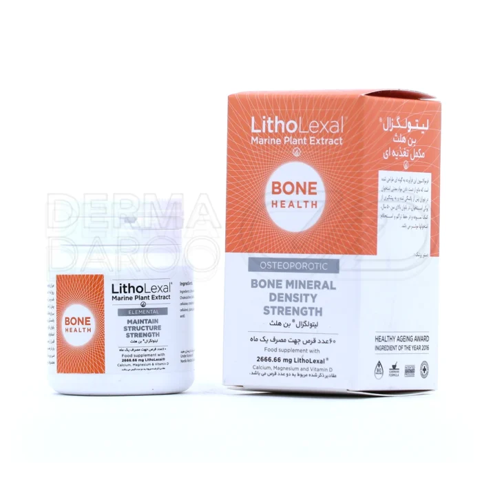 بسته بندی قرص بن هلث لیتولگزال حاوی لیتولگزال کلسیم منیزیم و ویتامین دی برای حفظ استحکام و سلامت استخوان ها