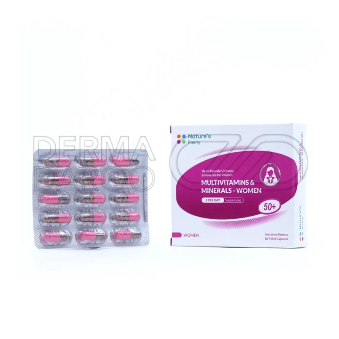 natures-plenty-multivitamins-minerals-women-50plus-caps (1) بسته بندی کپسول مولتی ویتامین و مینرال خانمهای بالای ۵۰ سال نیچرز پلنتی ۶۰ عددی حاوی ویتامین دی کلسیم و زینک برای بانوان یائسه